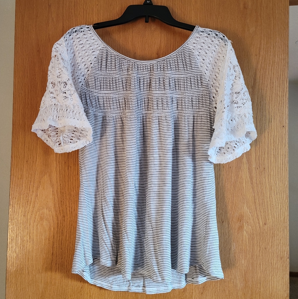 Maurices Striped and Lace Blouse